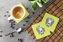 Checkerboard Lime Green Saluki Foam Coasters Set of 4 Cup Coasters for Indoor Outdoor, Tabletop Protection, Anti Slip, Mouse pad Material