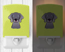 Checkerboard Lime Green Weimaraner Ceramic Night Light Compact, UL-Certified, Ideal for Bedroom, Bathroom, Nursery, Hallway, Kitchen, 6x4x3, Multicolor