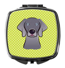 Checkerboard Lime Green Weimaraner Compact Mirror Decorative Travel Makeup Mirror for Women Girls Gifts Pocket Makeup Mirror Folding Handheld