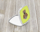Checkerboard Lime Green Wirehaired Dachshund Compact Mirror Decorative Travel Makeup Mirror for Women Girls Gifts Pocket Makeup Mirror Folding Handheld
