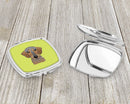 Checkerboard Lime Green Wirehaired Dachshund Compact Mirror Decorative Travel Makeup Mirror for Women Girls Gifts Pocket Makeup Mirror Folding Handheld