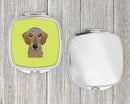 Checkerboard Lime Green Wirehaired Dachshund Compact Mirror Decorative Travel Makeup Mirror for Women Girls Gifts Pocket Makeup Mirror Folding Handheld