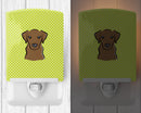Checkerboard Lime Green Chocolate Labrador Ceramic Night Light Compact, UL-Certified, Ideal for Bedroom, Bathroom, Nursery, Hallway, Kitchen, 6x4x3, Multicolor
