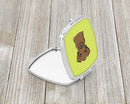 Checkerboard Lime Green Chocolate Labrador Compact Mirror Decorative Travel Makeup Mirror for Women Girls Gifts Pocket Makeup Mirror Folding Handheld