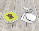 Checkerboard Lime Green Chocolate Labrador Compact Mirror Decorative Travel Makeup Mirror for Women Girls Gifts Pocket Makeup Mirror Folding Handheld