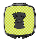 Checkerboard Lime Green Black Labrador Compact Mirror Decorative Travel Makeup Mirror for Women Girls Gifts Pocket Makeup Mirror Folding Handheld