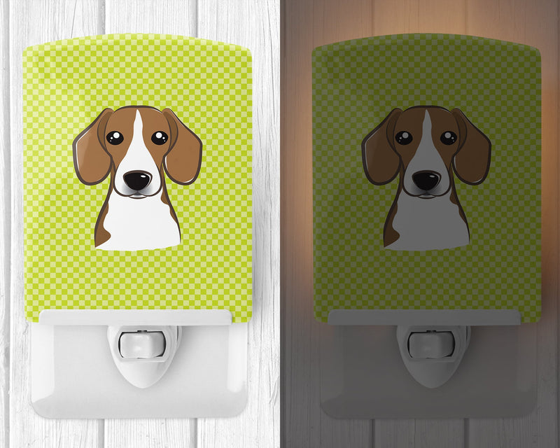 Checkerboard Lime Green Beagle Ceramic Night Light BB1301CNL