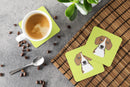 Checkerboard Lime Green Beagle Foam Coasters Set of 4 Cup Coasters for Indoor Outdoor, Tabletop Protection, Anti Slip, Mouse pad Material