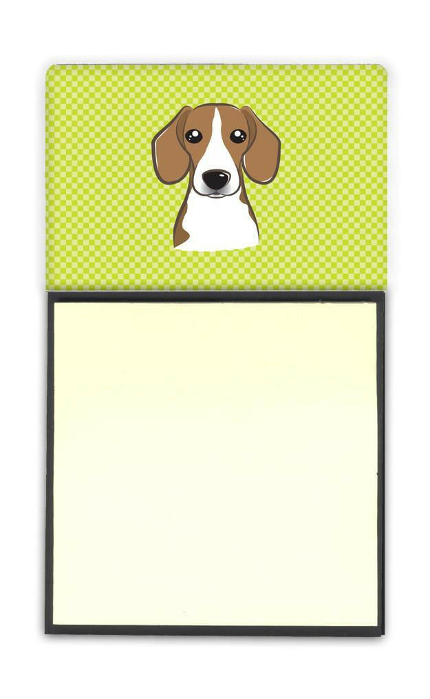 Checkerboard Lime Green Beagle Refiillable Sticky Note Holder or Note Dispenser BB1301SN