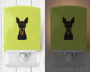 Checkerboard Lime Green Min Pin Ceramic Night Light Compact, UL-Certified, Ideal for Bedroom, Bathroom, Nursery, Hallway, Kitchen, 6x4x3, Multicolor
