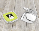Checkerboard Lime Green Border Collie Compact Mirror Decorative Travel Makeup Mirror for Women Girls Gifts Pocket Makeup Mirror Folding Handheld