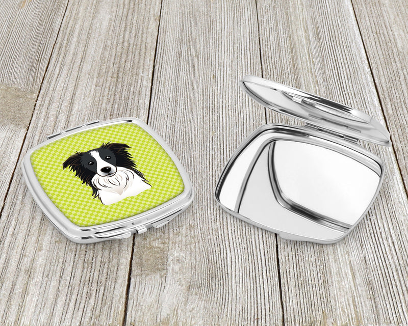 Checkerboard Lime Green Border Collie Compact Mirror BB1303SCM