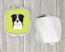 Checkerboard Lime Green Border Collie Compact Mirror Decorative Travel Makeup Mirror for Women Girls Gifts Pocket Makeup Mirror Folding Handheld