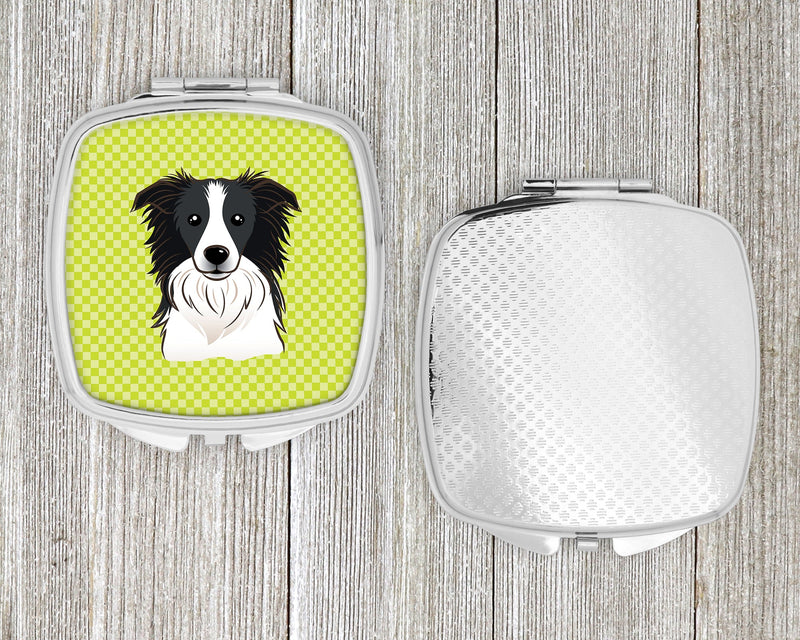 Checkerboard Lime Green Border Collie Compact Mirror BB1303SCM