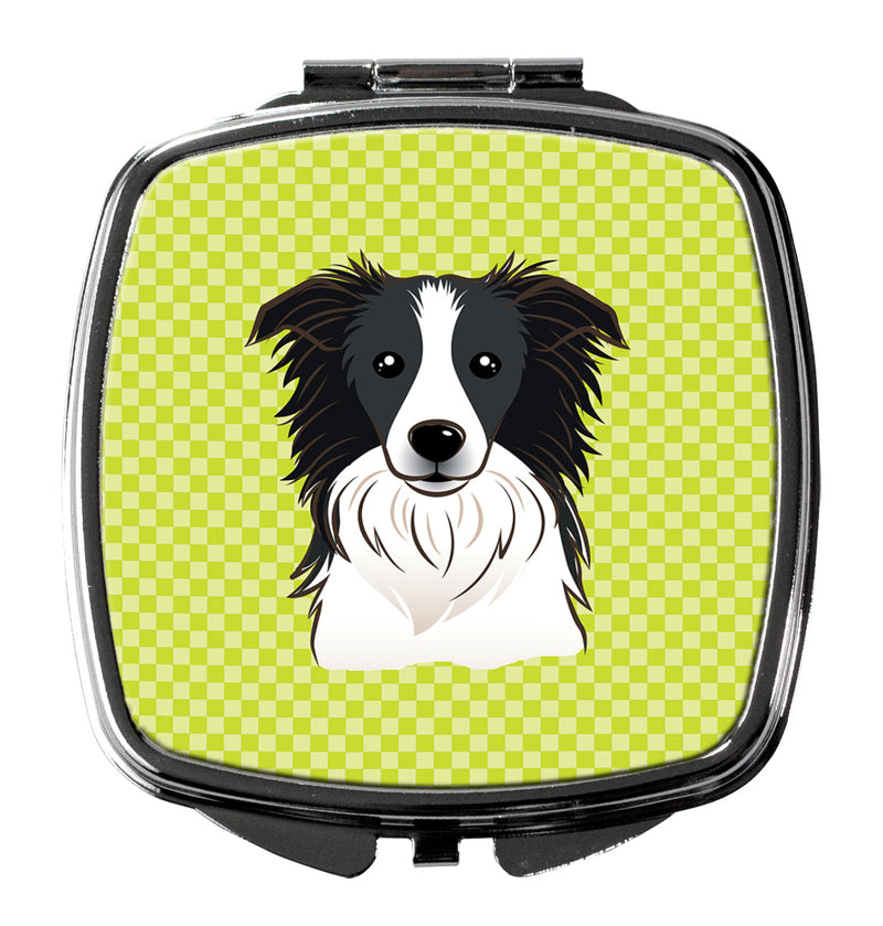 Checkerboard Lime Green Border Collie Compact Mirror BB1303SCM