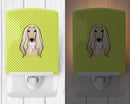 Checkerboard Lime Green Afghan Hound Ceramic Night Light Compact, UL-Certified, Ideal for Bedroom, Bathroom, Nursery, Hallway, Kitchen, 6x4x3, Multicolor