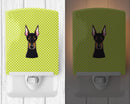 Checkerboard Lime Green Doberman Ceramic Night Light Compact, UL-Certified, Ideal for Bedroom, Bathroom, Nursery, Hallway, Kitchen, 6x4x3, Multicolor