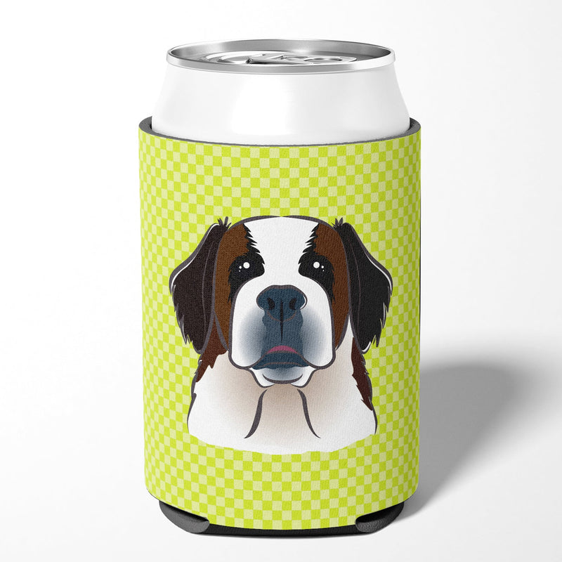 Checkerboard Lime Green Saint Bernard Can or Bottle Hugger BB1308CC