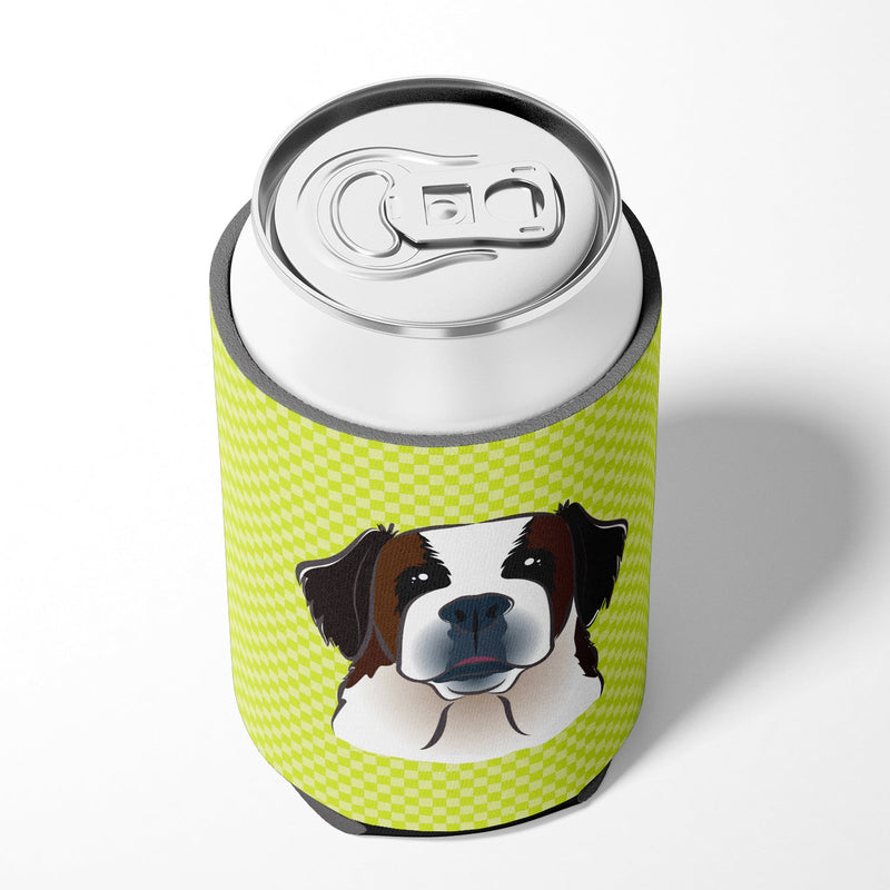 Checkerboard Lime Green Saint Bernard Can or Bottle Hugger BB1308CC