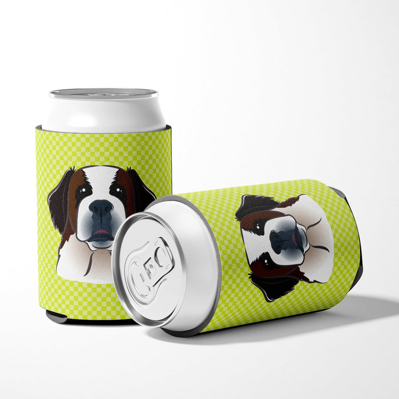 Checkerboard Lime Green Saint Bernard Can or Bottle Hugger BB1308CC