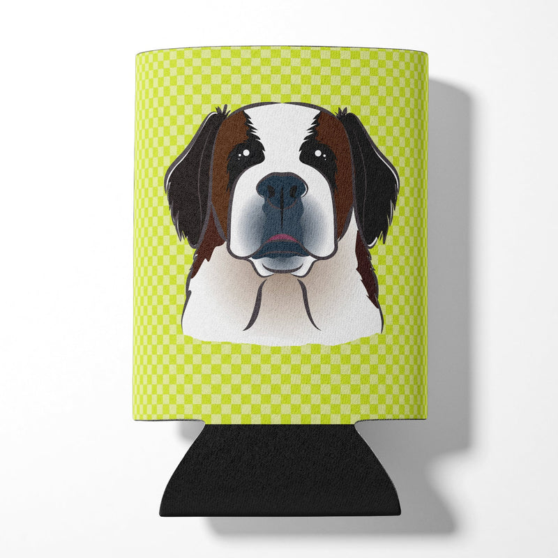 Checkerboard Lime Green Saint Bernard Can or Bottle Hugger BB1308CC