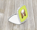 Checkerboard Lime Green Papillon Compact Mirror Decorative Travel Makeup Mirror for Women Girls Gifts Pocket Makeup Mirror Folding Handheld