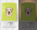 Checkerboard Lime Green Golden Retriever Ceramic Night Light Compact, UL-Certified, Ideal for Bedroom, Bathroom, Nursery, Hallway, Kitchen, 6x4x3, Multicolor