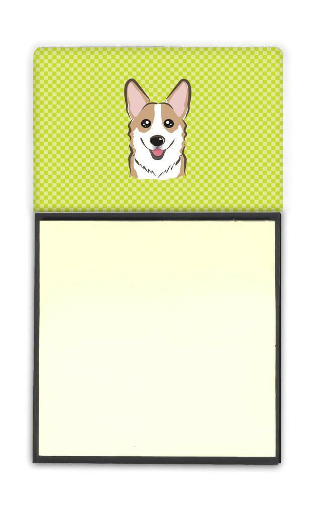 Lime Green Corgi Refiillable Sticky Note Holder or Note Dispenser