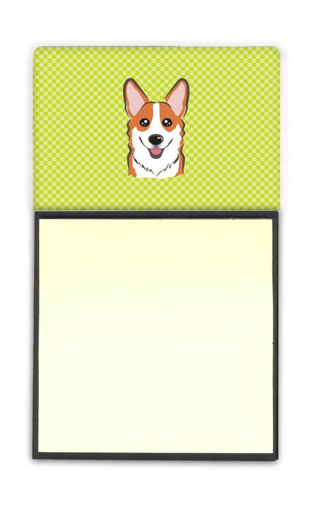 Lime Green Corgi Refiillable Sticky Note Holder or Note Dispenser