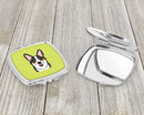 Checkerboard Lime Green Corgi Compact Mirror Decorative Travel Makeup Mirror for Women Girls Gifts Pocket Makeup Mirror Folding Handheld