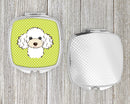 Checkerboard Lime Green White Poodle Compact Mirror Decorative Travel Makeup Mirror for Women Girls Gifts Pocket Makeup Mirror Folding Handheld