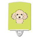 Checkerboard Lime Green Buff Poodle Ceramic Night Light Compact, UL-Certified, Ideal for Bedroom, Bathroom, Nursery, Hallway, Kitchen, 6x4x3, Multicolor