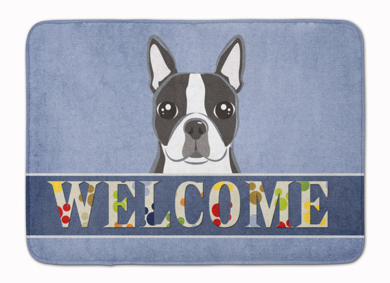 Boston Terrier Welcome Machine Washable Memory Foam Mat BB1389RUG