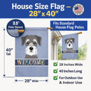 Schnauzer Welcome House Flag 28x40 Porch Sleeve Pole Decorative Outside Yard Banner Artwork Wall Hanging, Polyester