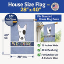 Bull Terrier Welcome House Flag 28x40 Porch Sleeve Pole Decorative Outside Yard Banner Artwork Wall Hanging, Polyester
