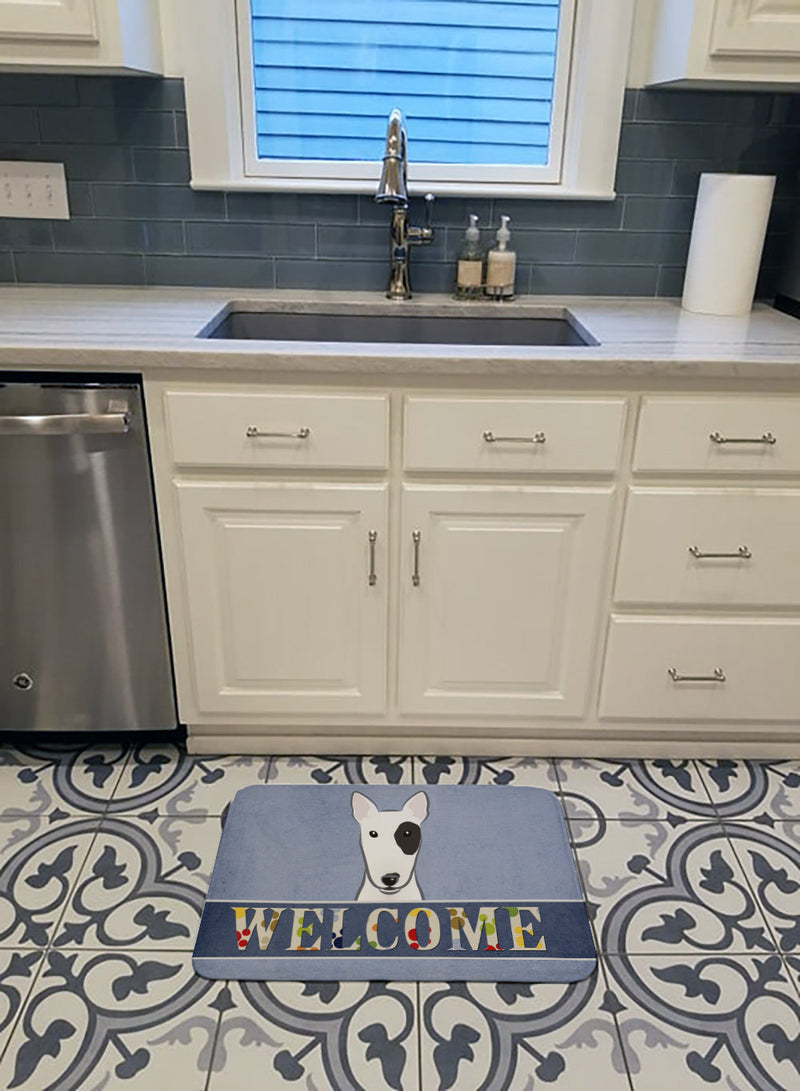 Bull Terrier Welcome Machine Washable Memory Foam Mat BB1395RUG