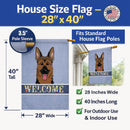 German Shepherd Welcome House Flag 28x40 Porch Sleeve Pole Decorative Outside Yard Banner Artwork Wall Hanging, Polyester