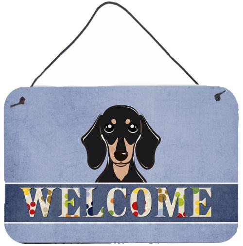 Smooth Black and Tan Dachshund Welcome Wall or Door Hanging Prints BB1401DS812
