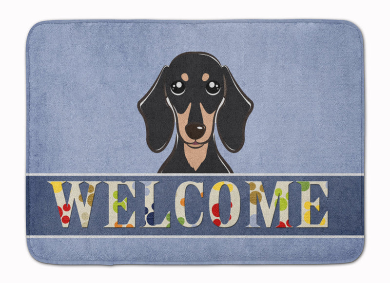 Smooth Black and Tan Dachshund Welcome Machine Washable Memory Foam Mat BB1401RUG