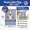 Cocker Spaniel Welcome House Flag 28x40 Porch Sleeve Pole Decorative Outside Yard Banner Artwork Wall Hanging, Polyester