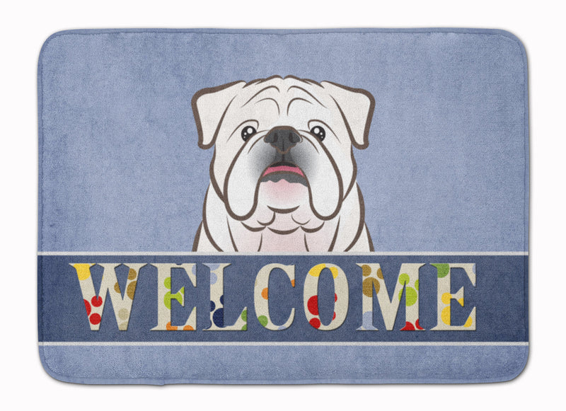 White English Bulldog  Welcome Machine Washable Memory Foam Mat BB1406RUG