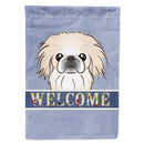 Pekingese Welcome House Flag 28x40 Porch Sleeve Pole Decorative Outside Yard Banner Artwork Wall Hanging, Polyester