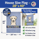 Yellow Labrador Welcome House Flag 28x40 Porch Sleeve Pole Decorative Outside Yard Banner Artwork Wall Hanging, Polyester
