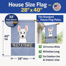 Westie Welcome House Flag 28x40 Porch Sleeve Pole Decorative Outside Yard Banner Artwork Wall Hanging, Polyester