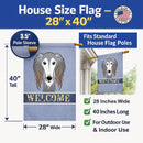 Saluki Welcome House Flag 28x40 Porch Sleeve Pole Decorative Outside Yard Banner Artwork Wall Hanging, Polyester