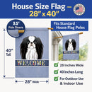 Japanese Chin Welcome House Flag 28x40 Porch Sleeve Pole Decorative Outside Yard Banner Artwork Wall Hanging, Polyester
