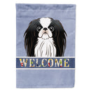 Japanese Chin Welcome House Flag 28x40 Porch Sleeve Pole Decorative Outside Yard Banner Artwork Wall Hanging, Polyester