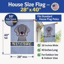 Weimaraner Welcome House Flag 28x40 Porch Sleeve Pole Decorative Outside Yard Banner Artwork Wall Hanging, Polyester
