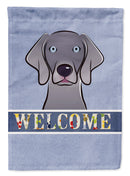 Weimaraner Welcome House Flag 28x40 Porch Sleeve Pole Decorative Outside Yard Banner Artwork Wall Hanging, Polyester