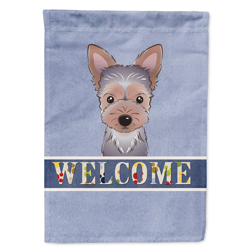 Yorkie Puppy Welcome Flag Canvas House Size BB1418CHF